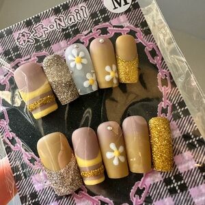 Glitter and Floral Press-On Nails